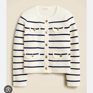 Crewcuts Emilie Blue Cream Striped Lady Jacket Cardigan XS(4-5)